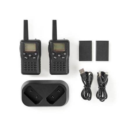 SET 2x Walkie-talkie recargable con luz LED 1300 mAh rango 10 km