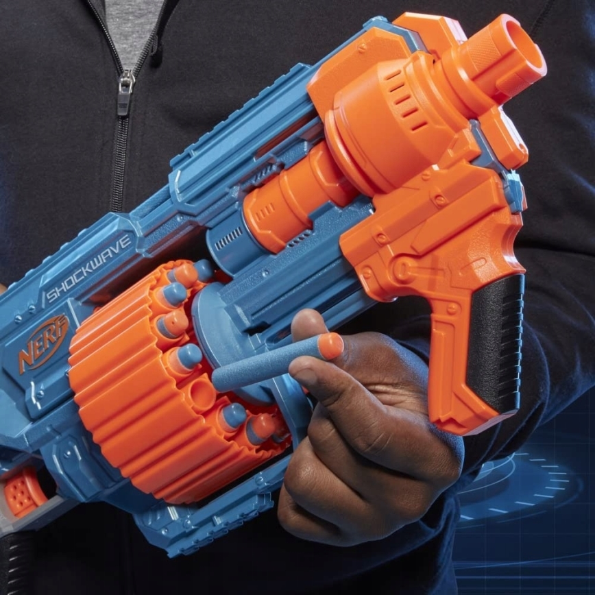Nerf - Pistola para niños Elite 2.0 Shockwave RD-15 Blaster con accesorios