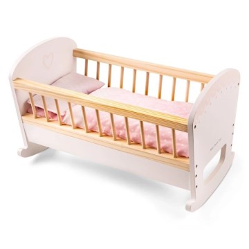 New Classic Toys - Cama de madera para muñecas rosa