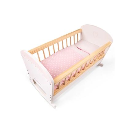 New Classic Toys - Cama de madera para muñecas rosa