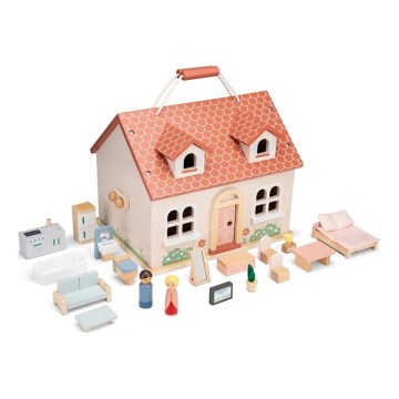 New Classic Toys -  Casa de muñecas de madera rojo