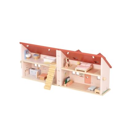 New Classic Toys -  Casa de muñecas de madera rojo