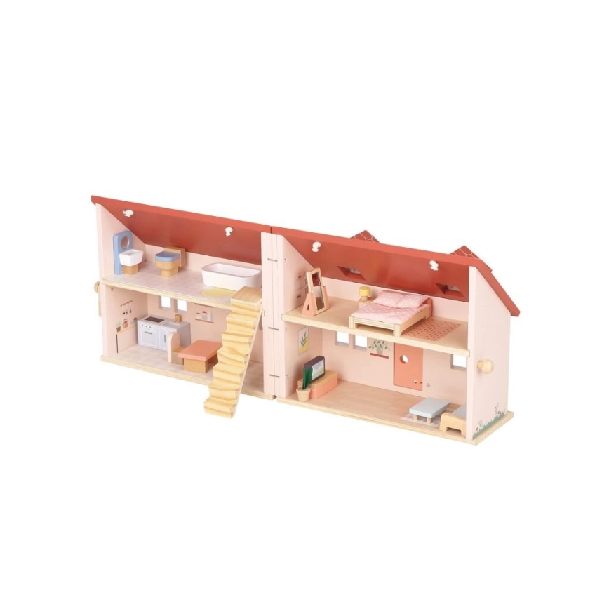 New Classic Toys -  Casa de muñecas de madera rojo