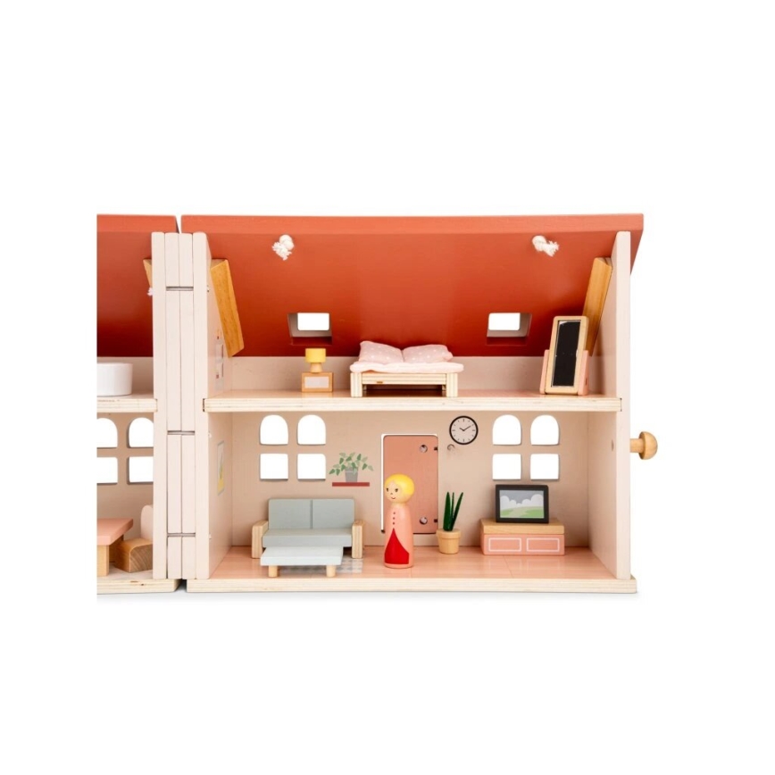 New Classic Toys -  Casa de muñecas de madera rojo