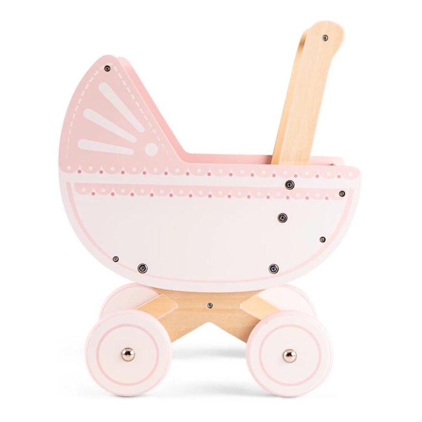 New Classic Toys - Cochecito de muñecas de madera rosa