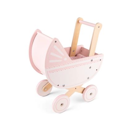 New Classic Toys - Cochecito de muñecas de madera rosa