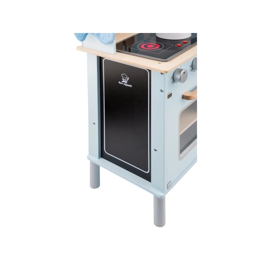 New Classic Toys - Cocina de madera con accesorios azul claro