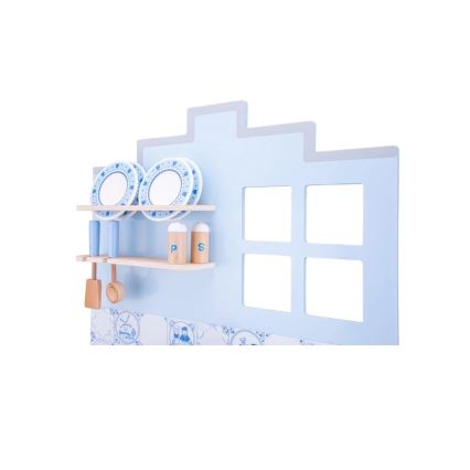 New Classic Toys - Cocina de madera con accesorios azul