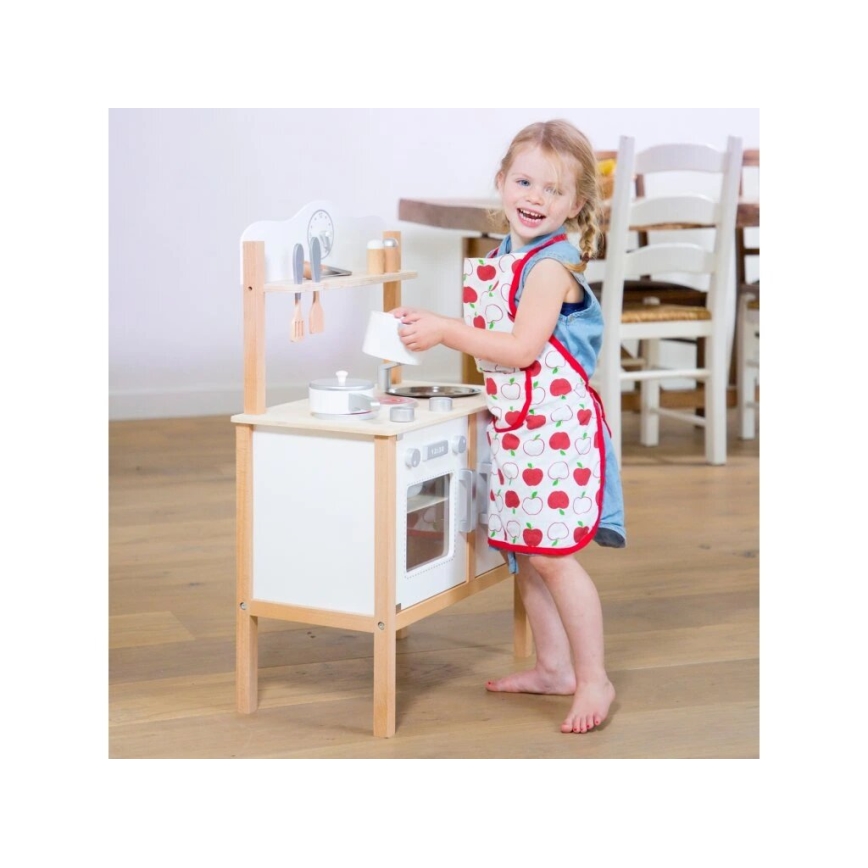 New Classic Toys - Cocina de madera con accesorios blanco/beige