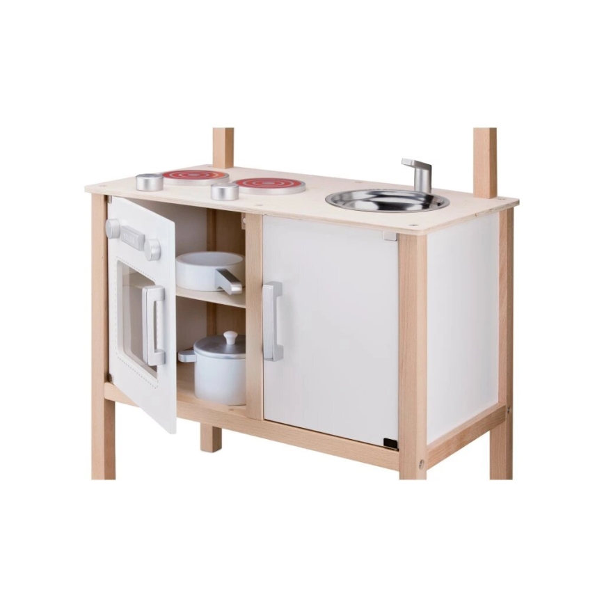 New Classic Toys - Cocina de madera con accesorios blanco/beige
