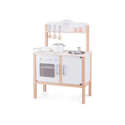 New Classic Toys - Cocina de madera con accesorios blanco/beige