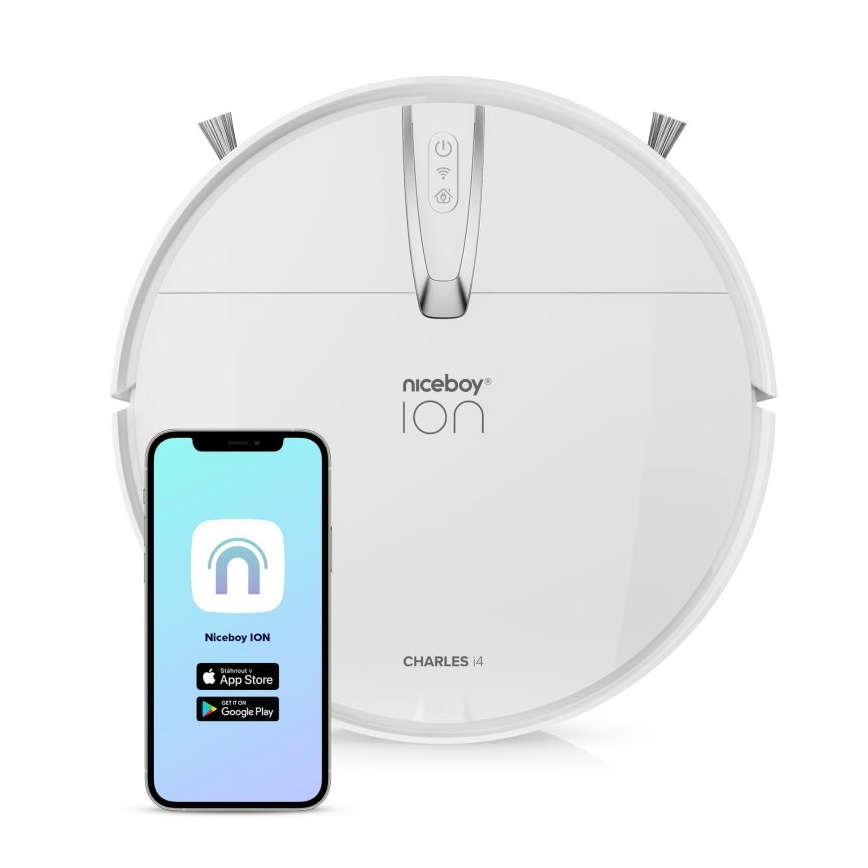 Niceboy ION Charles i4 - Robot aspirador inteligente 2en1 4400 mAh Wi-Fi blanco + control remoto