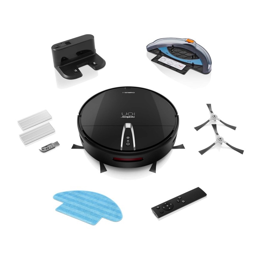 Niceboy ION Charles i4 - Robot aspirador inteligente 2en1 4400 mAh Wi-Fi negro + control remoto