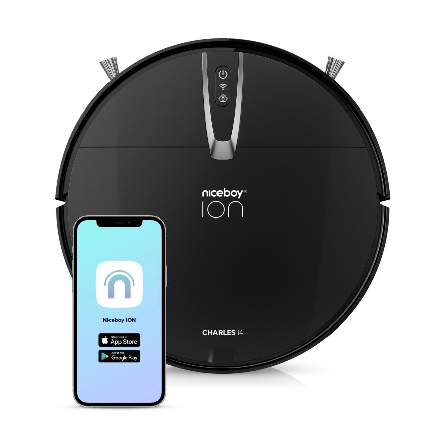Niceboy ION Charles i4 - Robot aspirador inteligente 2en1 4400 mAh Wi-Fi negro + control remoto