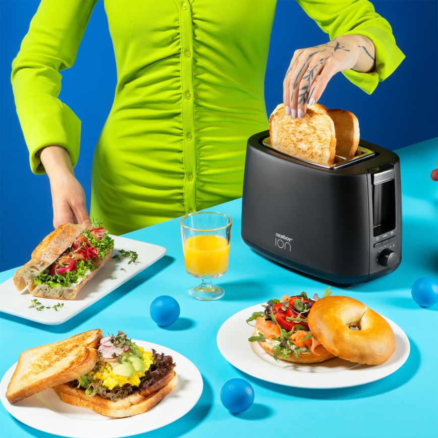 Niceboy ION Cruncher C1 - Tostadora con dos agujeros y asador 750W/230V negro