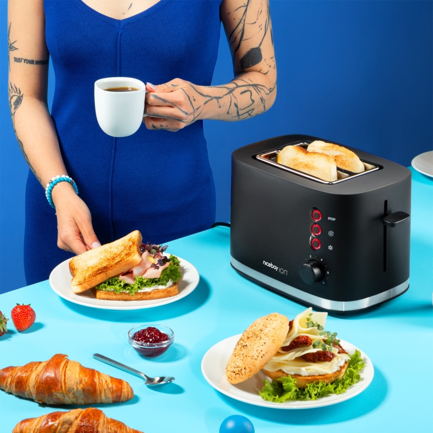 Niceboy ION Cruncher C3 - Tostadora con dos agujeros y asador 870W/230V negro
