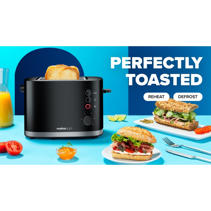 Niceboy ION Cruncher C3 - Tostadora con dos agujeros y asador 870W/230V negro