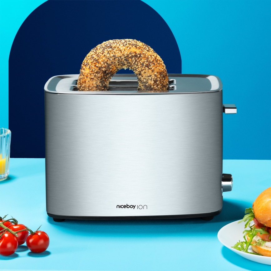 Niceboy ION Cruncher C4 - Tostadora con dos agujeros y asador 850W/230V acero inoxidable