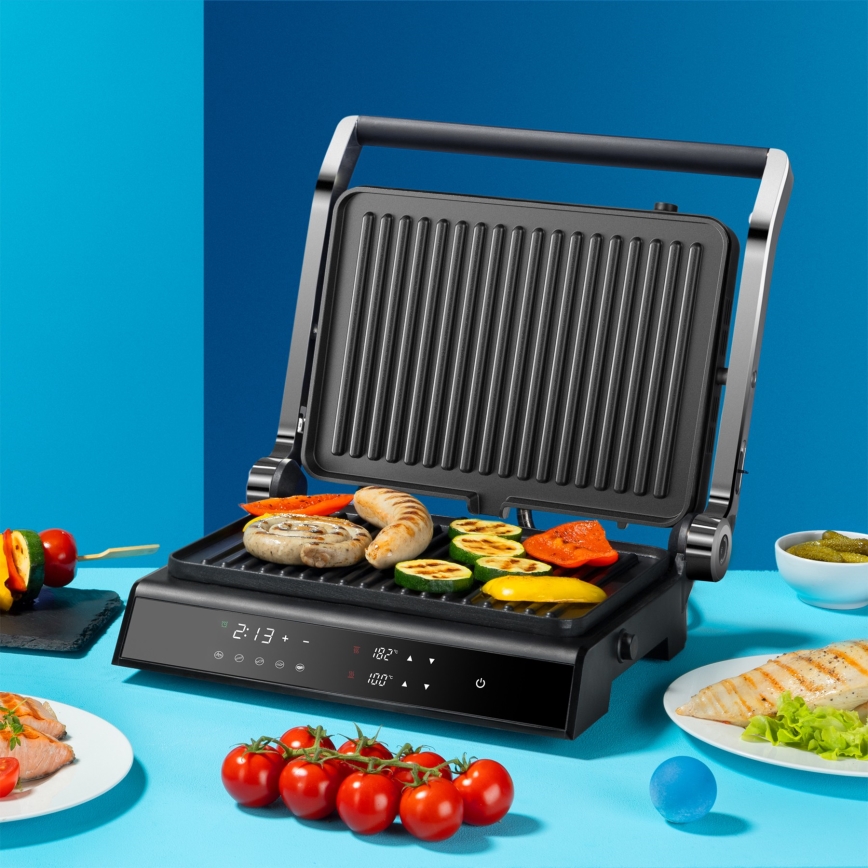 Niceboy ION Grillmaster - Parrilla de contacto 2000W/230V negro/cromo mate