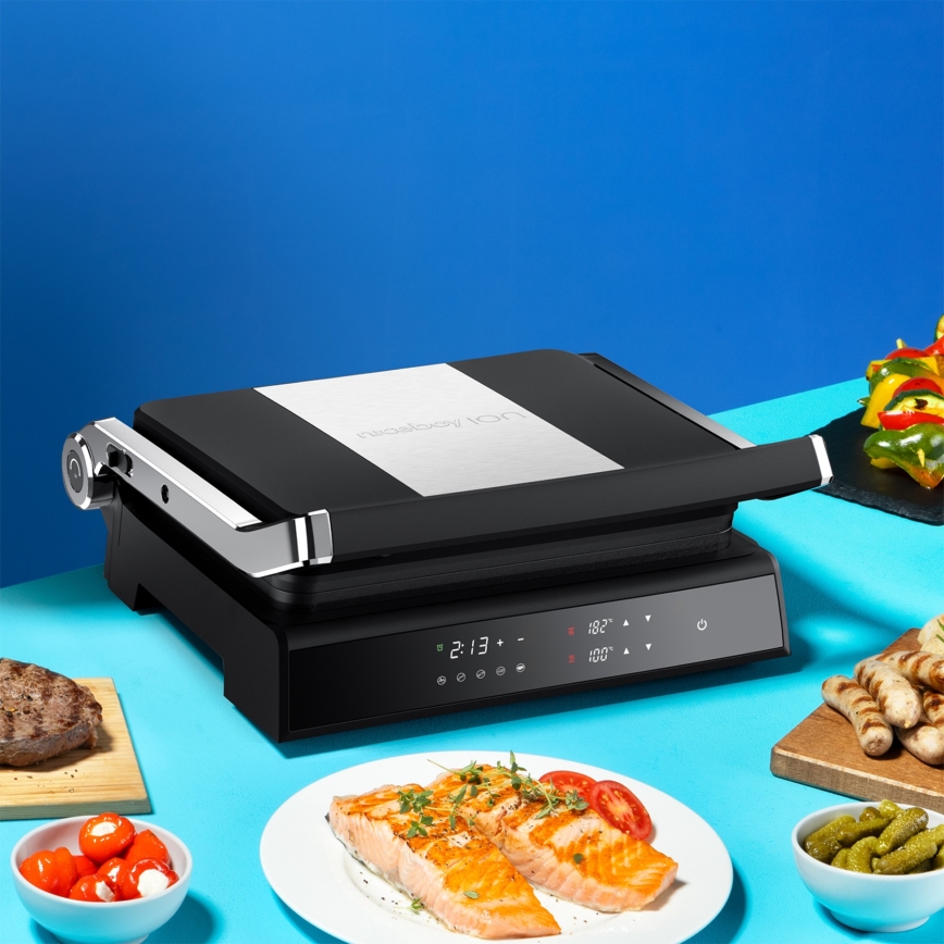 Niceboy ION Grillmaster - Parrilla de contacto 2000W/230V negro/cromo mate