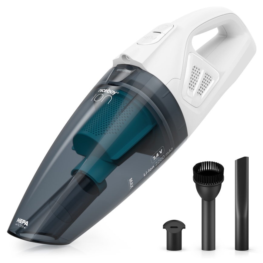 Niceboy ION Hurricane R1 - Aspirador de mano recargable 50W/2200 mAh blanco/azul