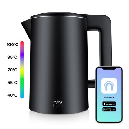 Niceboy ION SmartKettle - Hervidor inteligente con termorregulación 1,7 l 2200W/230V Wi-Fi negro