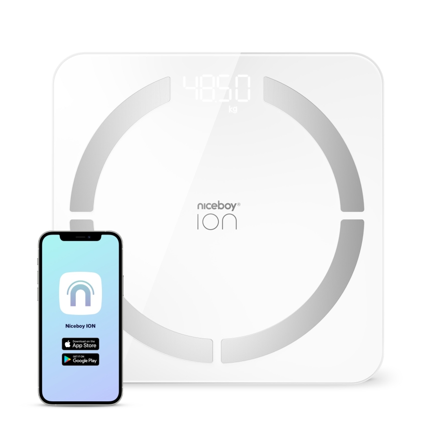 Niceboy ION SmartScale - Báscula digital personal inteligente 3xAAA blanco
