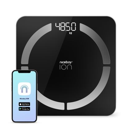 Niceboy ION SmartScale - Báscula digital personal inteligente 3xAAA negro