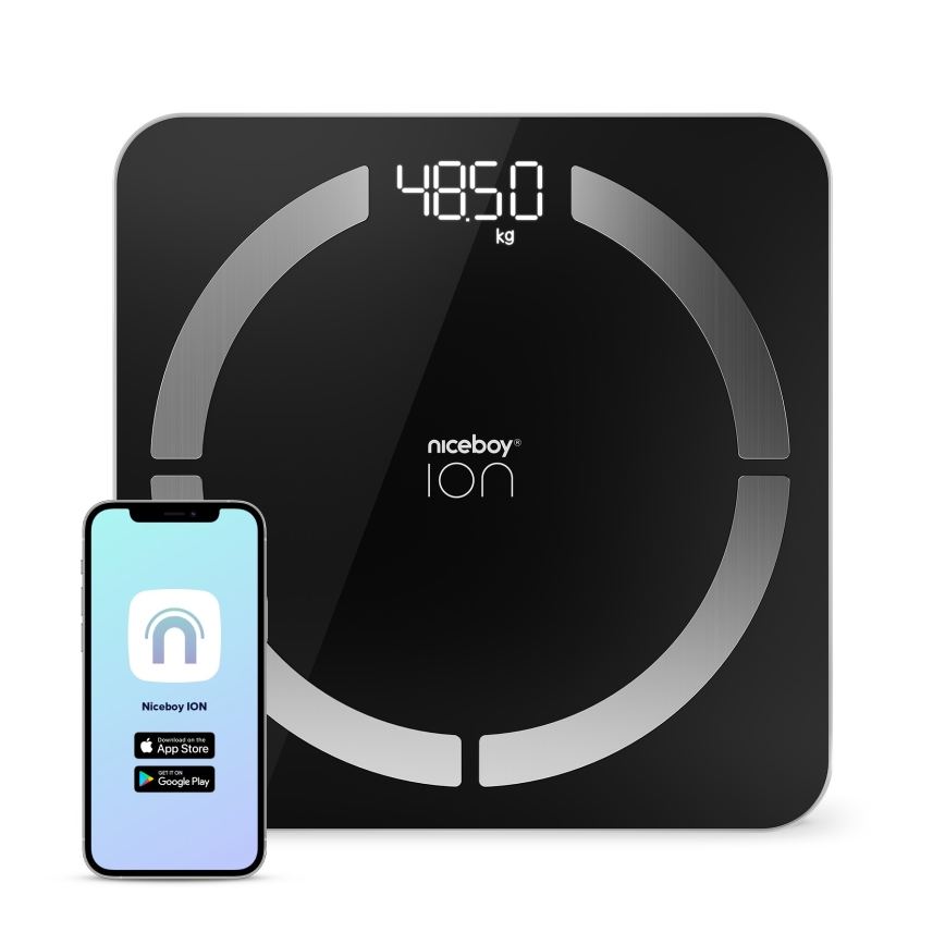 Niceboy ION SmartScale - Báscula digital personal inteligente 3xAAA negro