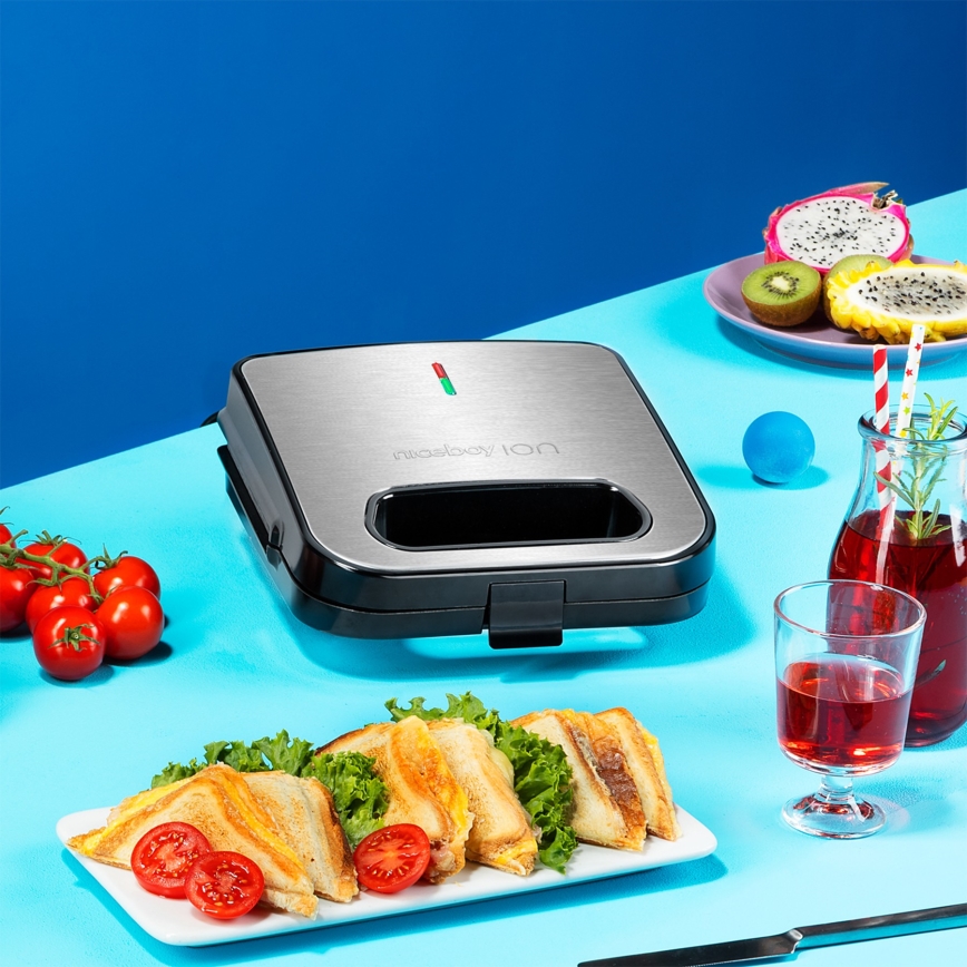 Niceboy ION Snacker S1 - Sandwichera 750W/230V cromo mate/negro