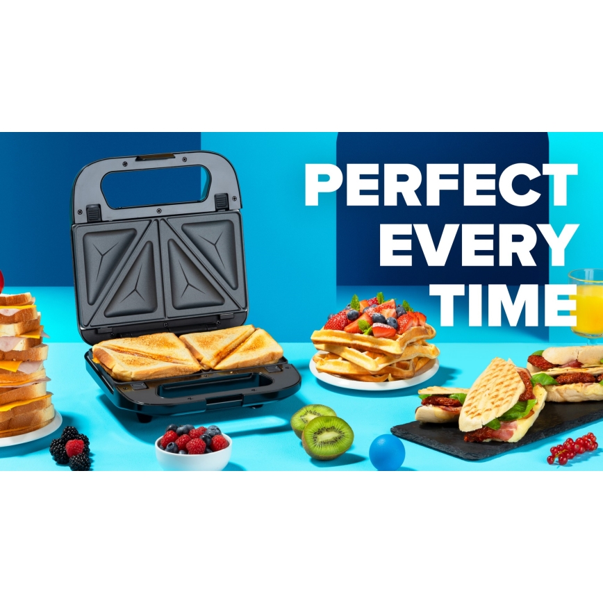 Niceboy ION Snacker S3 - Sandwichera 3en1 750W/230V acero inoxidable/negro