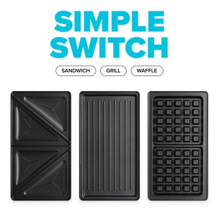 Niceboy ION Snacker S3 - Sandwichera 3en1 750W/230V acero inoxidable/negro