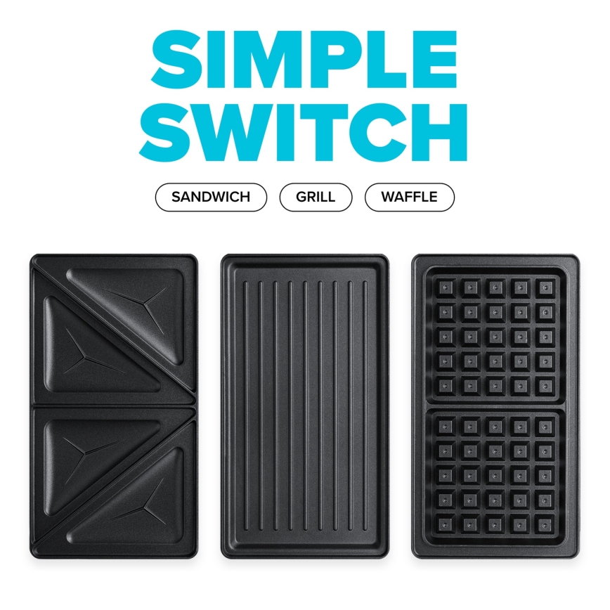 Niceboy ION Snacker S3 - Sandwichera 3en1 750W/230V acero inoxidable/negro