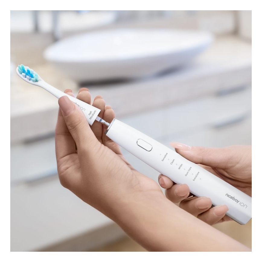 Niceboy ION Sonic - Cepillo de dientes sónico IPX7 blanco