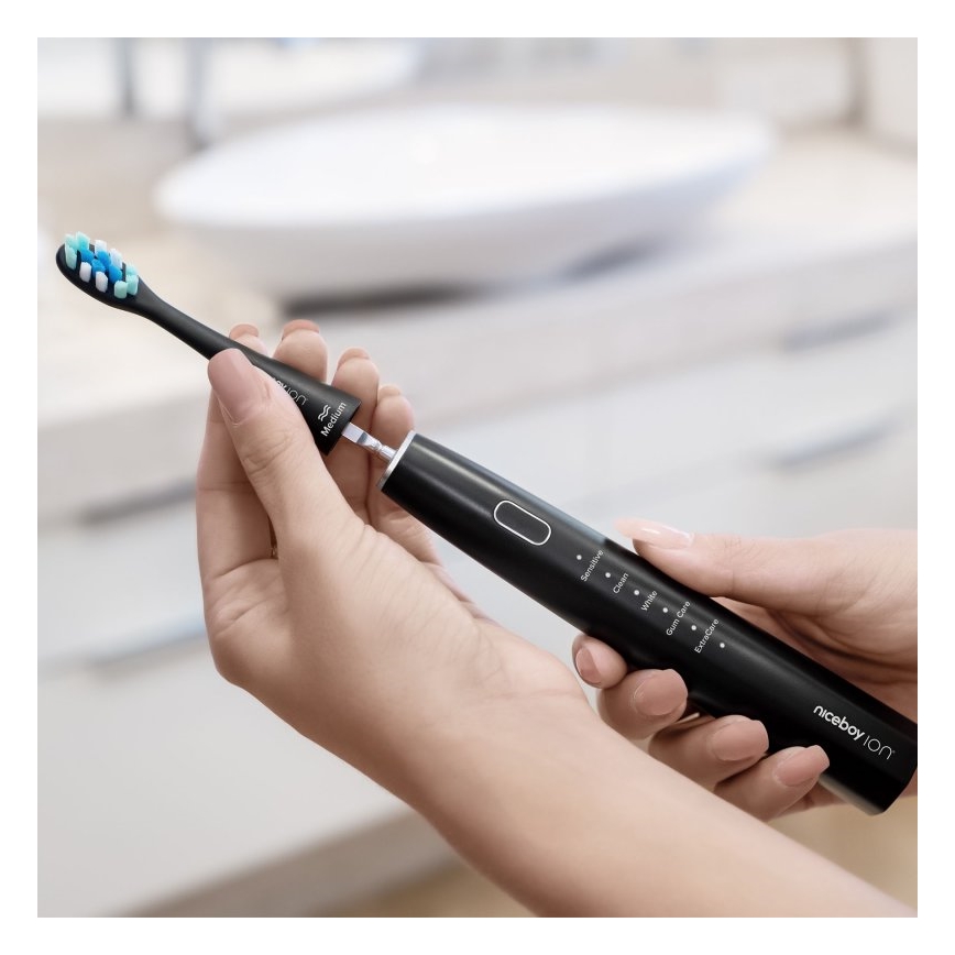 Niceboy ION Sonic - Cepillo de dientes sónico IPX7 negro