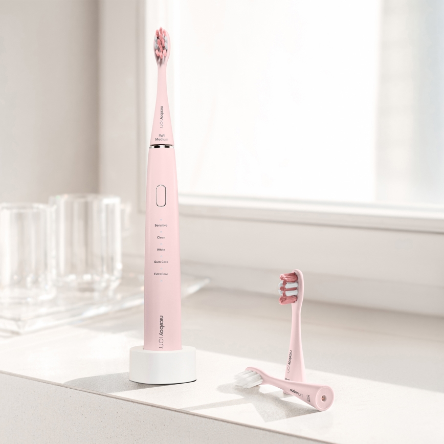Niceboy ION Sonic - Cepillo de dientes sónico IPX7 rosa