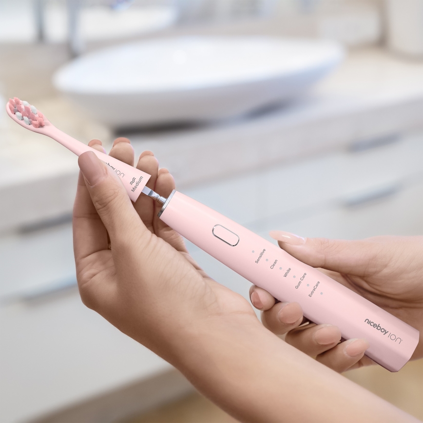 Niceboy ION Sonic - Cepillo de dientes sónico IPX7 rosa