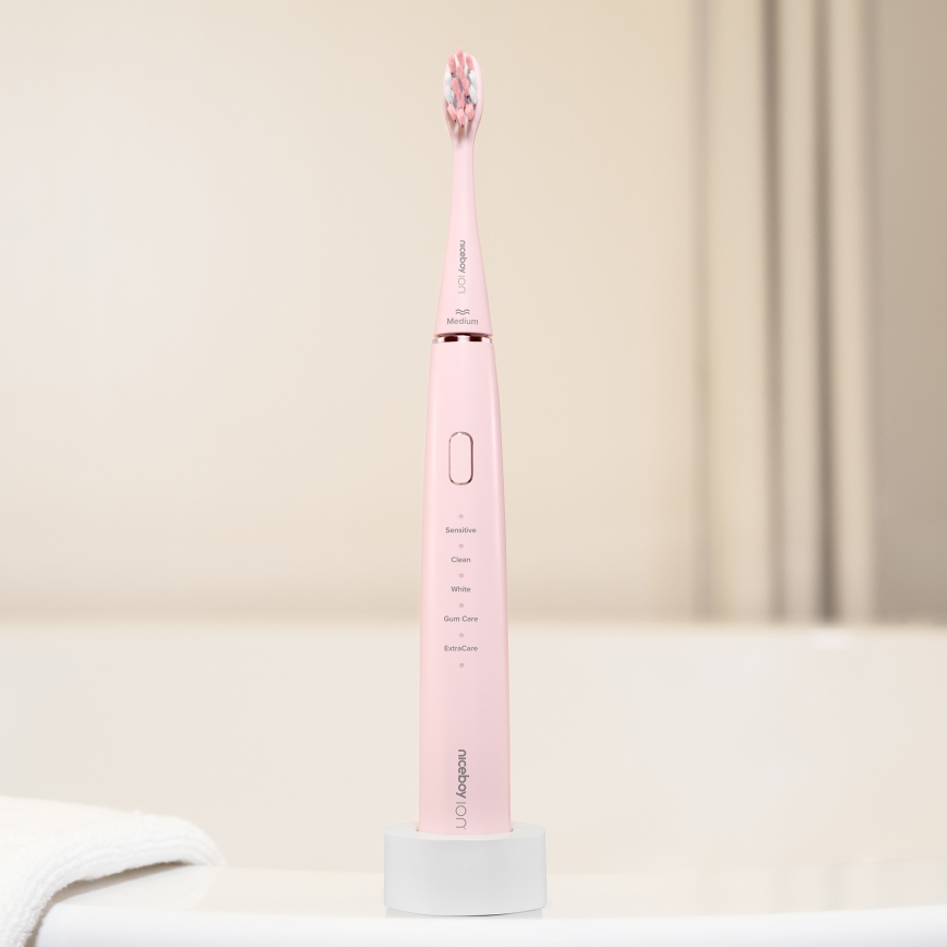 Niceboy ION Sonic - Cepillo de dientes sónico IPX7 rosa