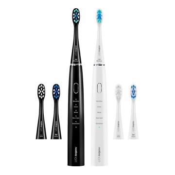 Niceboy ION Sonic Duo Pack - SET 2x Cepillo de dientes sónico IPX7 negro + blanco