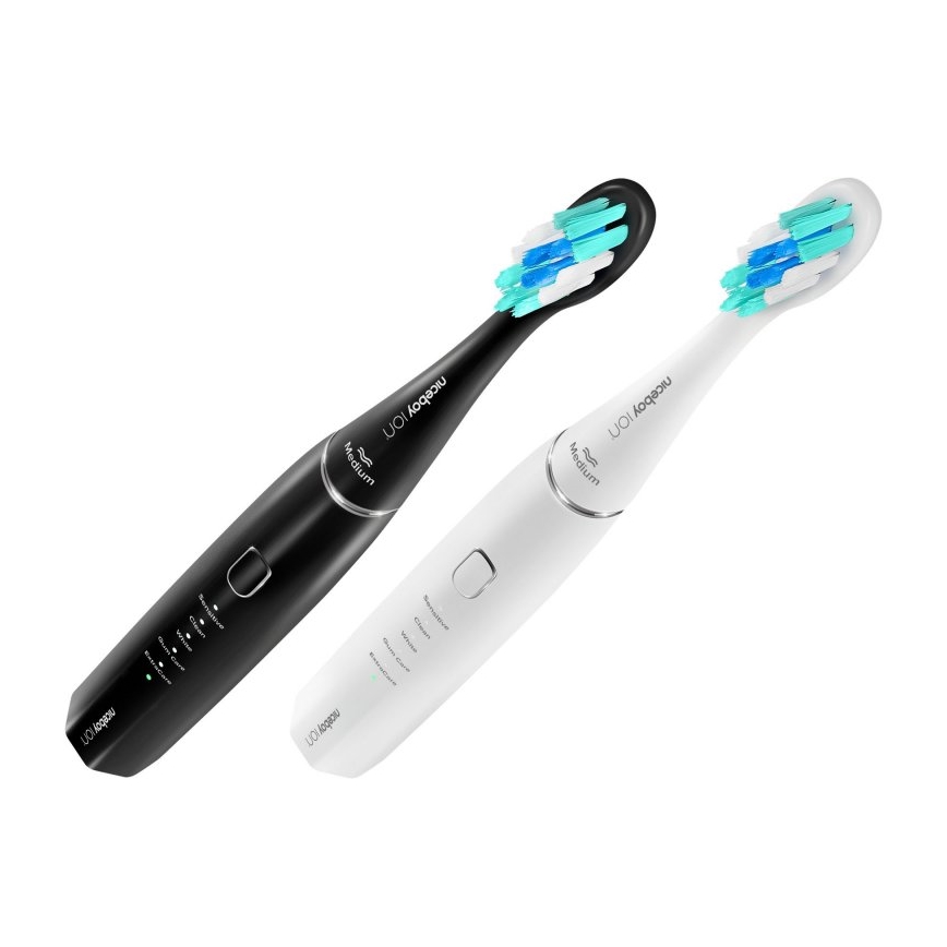 Niceboy ION Sonic Duo Pack - SET 2x Cepillo de dientes sónico IPX7 negro + blanco