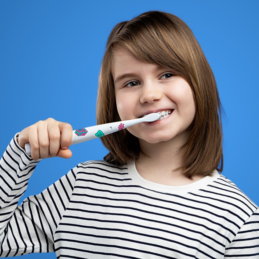 Niceboy ION Sonic Kids - Cepillo de dientes sónico infantil IPX7 blanco