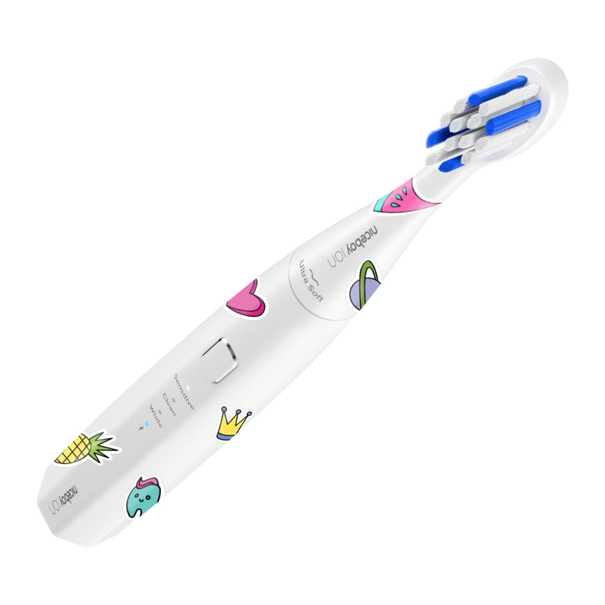 Niceboy ION Sonic Kids - Cepillo de dientes sónico infantil IPX7 blanco
