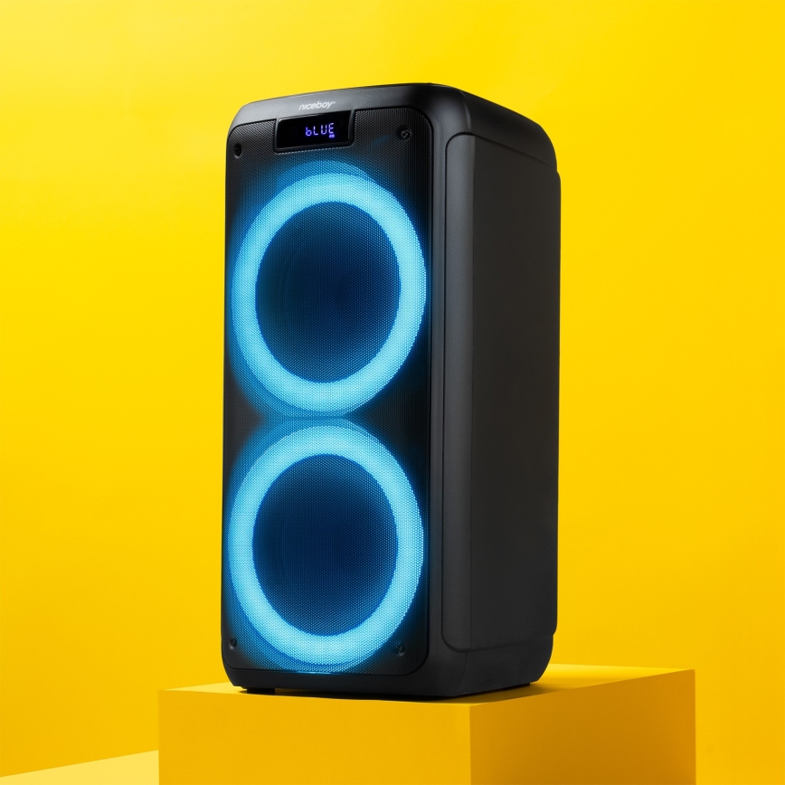 Niceboy PARTY Boss 2 - LED Altavoz inalámbrico con un micrófono y powerbank función 200W/4500 mAh + control remoto