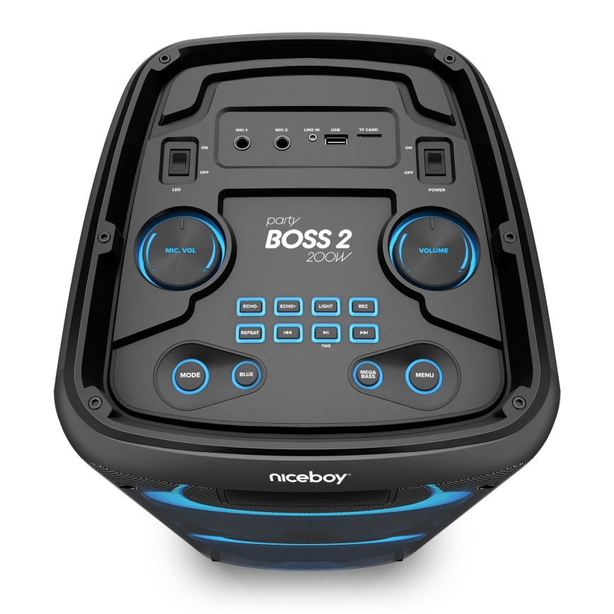 Niceboy PARTY Boss 2 - LED Altavoz inalámbrico con un micrófono y powerbank función 200W/4500 mAh + control remoto
