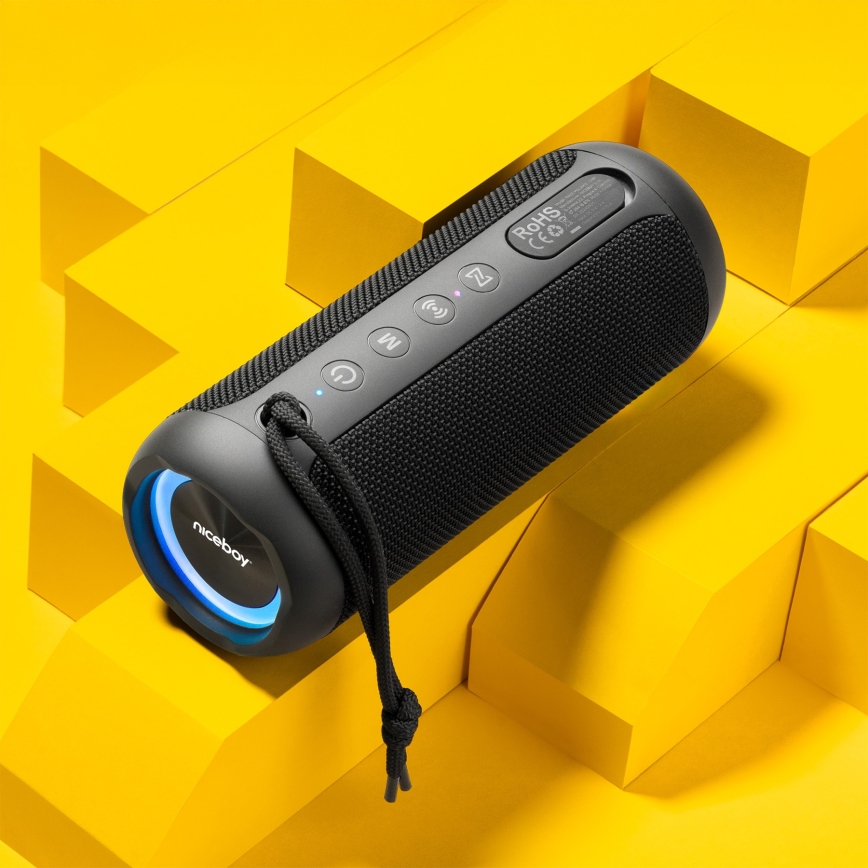 Niceboy Polaris - LED Altavoz inalámbrico con un micrófono 30W/4000 mAh IPX7 negro