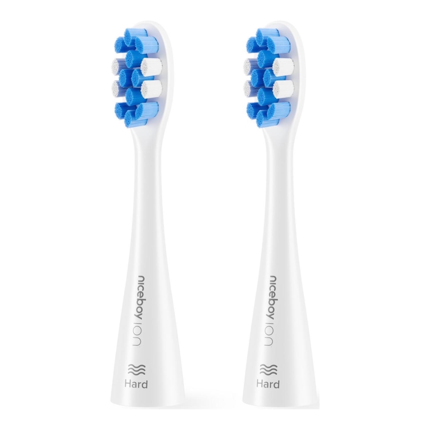 Niceboy - SET 2x Cabezal de recambio Hard para cepillo de dientes ION Sonic y SmartSonic blanco