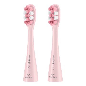 Niceboy - SET 2x Cabezal de recambio Medium para cepillo de dientes ION Sonic y SmartSonic rosa