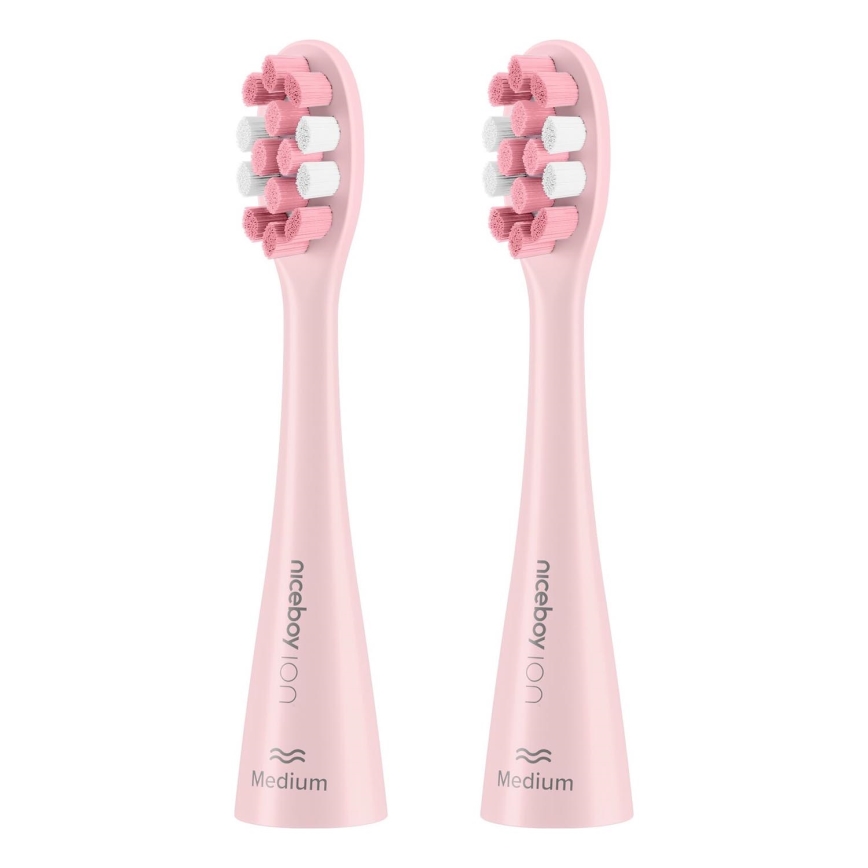 Niceboy - SET 2x Cabezal de recambio Medium para cepillo de dientes ION Sonic y SmartSonic rosa