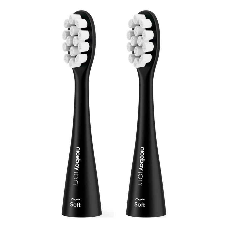Niceboy - SET 2x Cabezal de recambio Soft para cepillo de dientes ION Sonic y SmartSonic negro