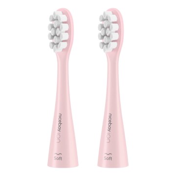 Niceboy - SET 2x Cabezal de recambio Soft para cepillo de dientes ION Sonic y SmartSonic rosa